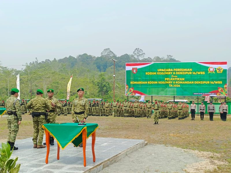 Pangdam XXII/Tambun Bungai Lantik Dandim 1020/Murung Raya dan Komandan Denzipur 16