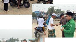 Saat kegiatan pembagian 1000 masker GP Ansor Bartim. Foto : 1tulah.com/zakirin