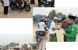Saat kegiatan pembagian 1000 masker GP Ansor Bartim. Foto : 1tulah.com/zakirin