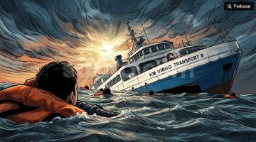 Ilustrasi kecelakaan KM Virgo Transport 8. (Suara.com/Syahda) 