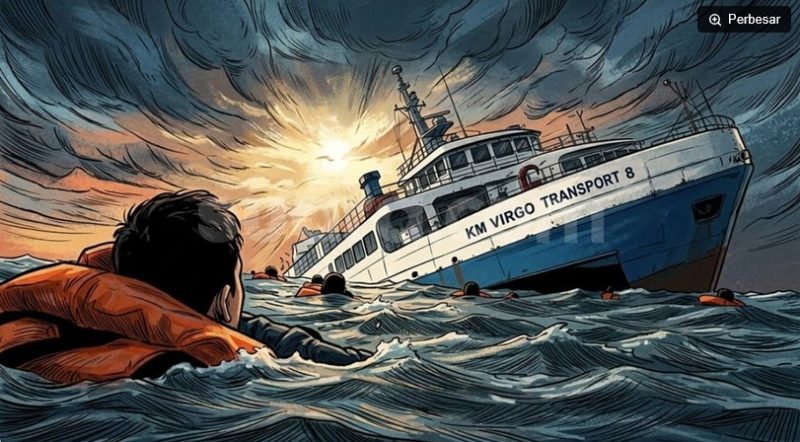 Ilustrasi kecelakaan KM Virgo Transport 8. (Suara.com/Syahda) 