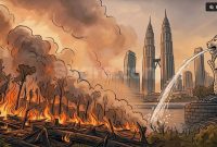 Ilustrasi karhutla ganggu negara tetangga. (Suara.com/Syahda) 