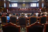 Ilustrasi sidang di Mahkamah Konstitusi, Jakarta, Selasa (16/1/2024). [Suara.com/Alfian Winanto] 