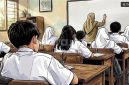 Ilustrasi aturan tidak naik kelas. (Suara.com/Syahda) 