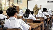 Ilustrasi aturan tidak naik kelas. (Suara.com/Syahda) 