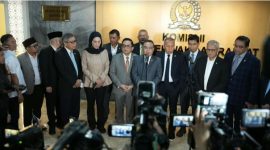 Wakil Ketua DPR RI Sufmi Dasco Ahmad bersama pimpinan Komisi II DPR RI mengumumkan Wakil Ketua Komisi II DPR RI Bahtra Banong sebagai Ketua Panja RUU Pemilu di Kompleks Parlemen Senayan, Jakarta, Kamis (8/10/2026). [Ist] 